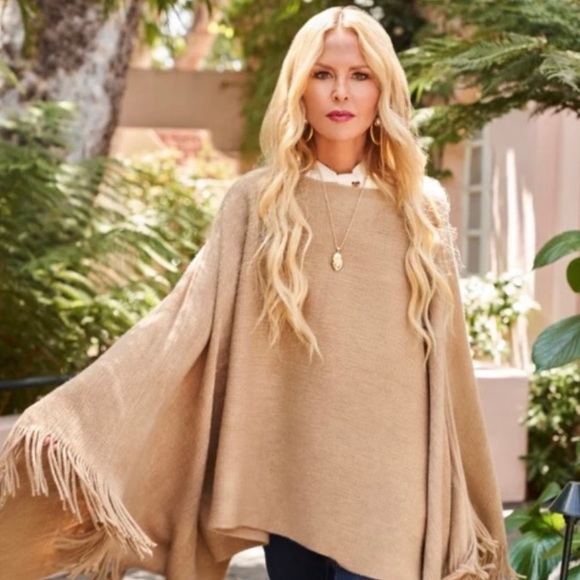 Shiraleah Sweaters - New! Classy neutral knit Shiraleah Camel Rowan Poncho sweater open tan NWT